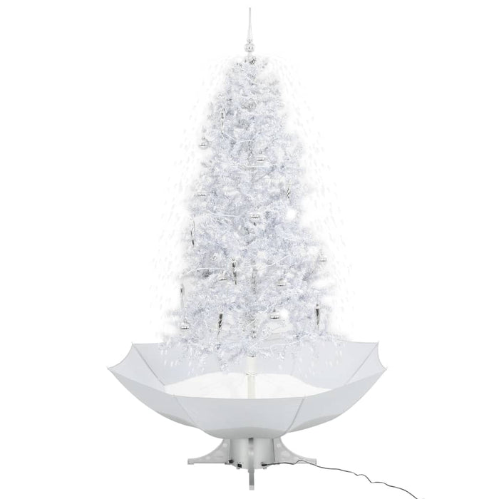 Albero di Natale con Neve e Base a Ombrellone