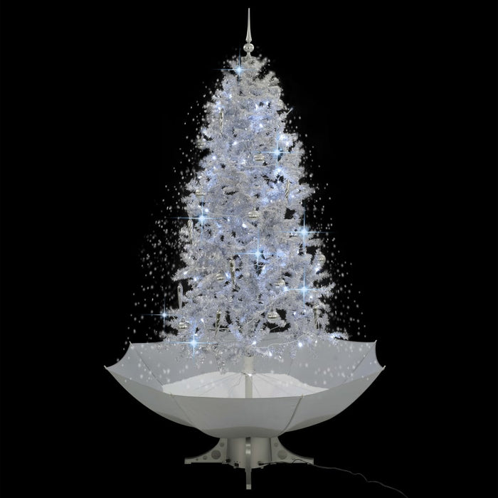 Albero di Natale con Neve e Base a Ombrellone