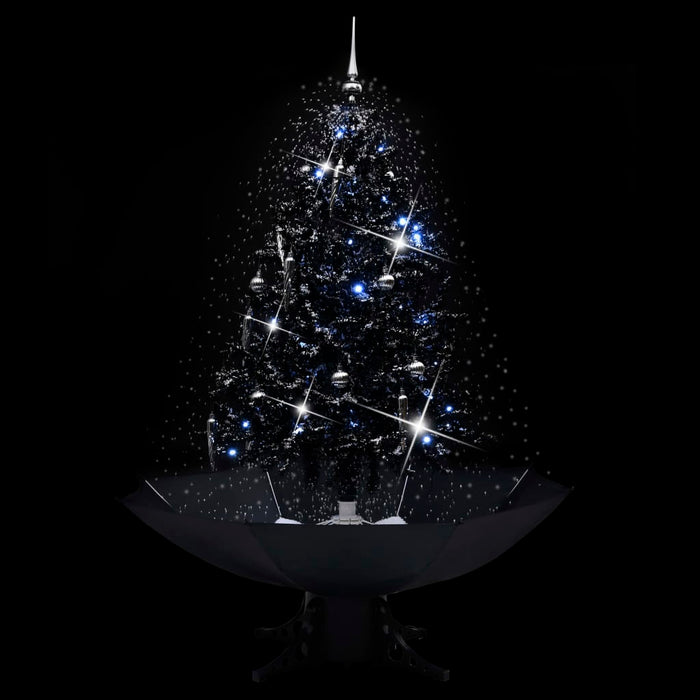 Albero di Natale con Nevicata e Base ad Ombrello in PVC