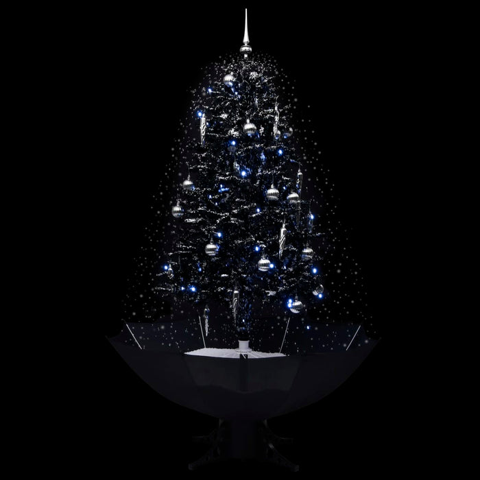 Albero di Natale con Nevicata e Base ad Ombrello in PVC