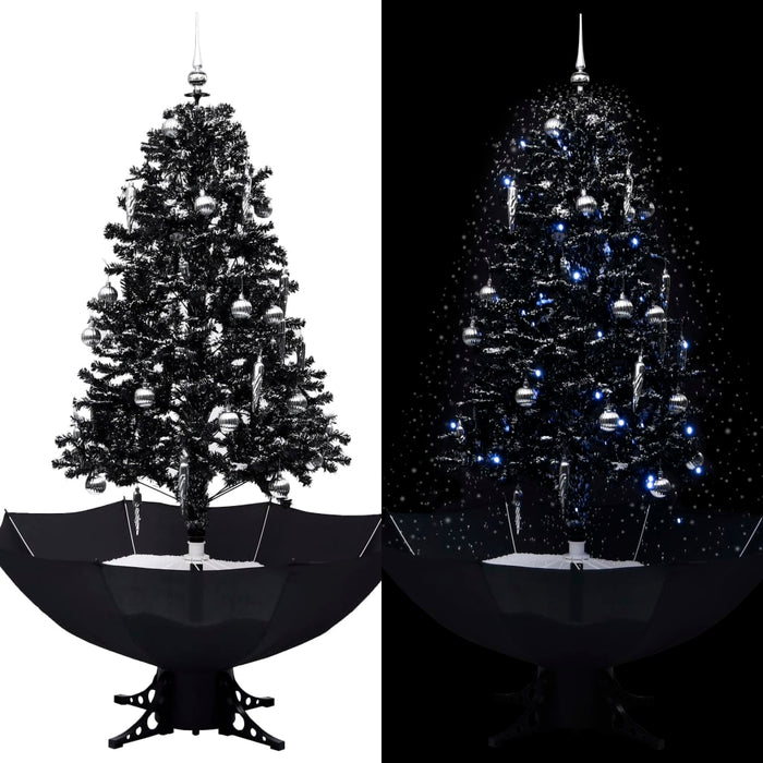 Albero di Natale con Nevicata e Base ad Ombrello in PVC