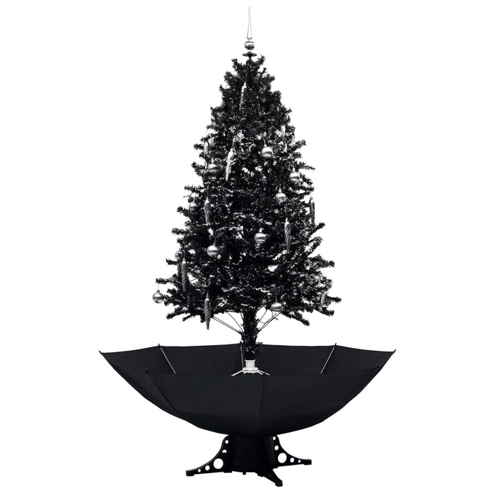 Albero di Natale con Nevicata e Base ad Ombrello in PVC