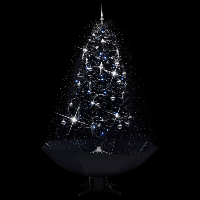 Albero di Natale con Nevicata e Base ad Ombrello in PVC