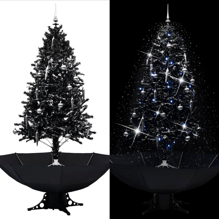 Albero di Natale con Nevicata e Base ad Ombrello in PVC