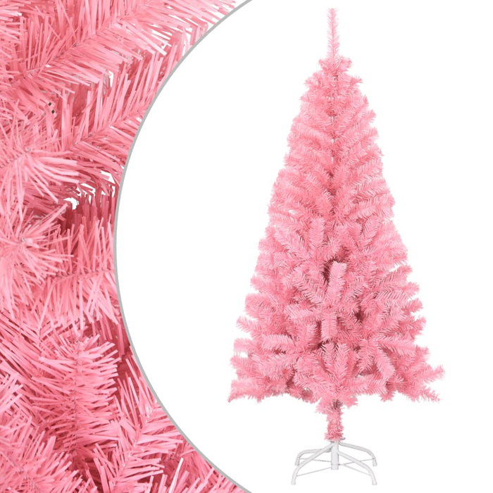 Albero di Natale Artificiale Sottile con Base Rosa in PVC