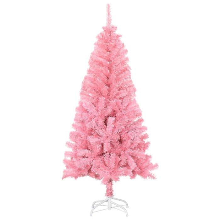 Albero di Natale Artificiale Sottile con Base Rosa in PVC