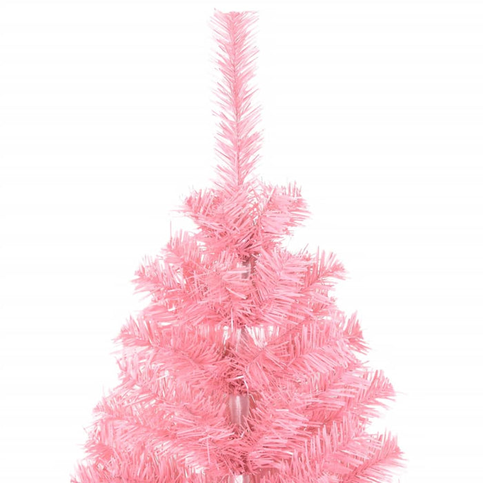 Albero di Natale Artificiale Sottile con Base Rosa in PVC