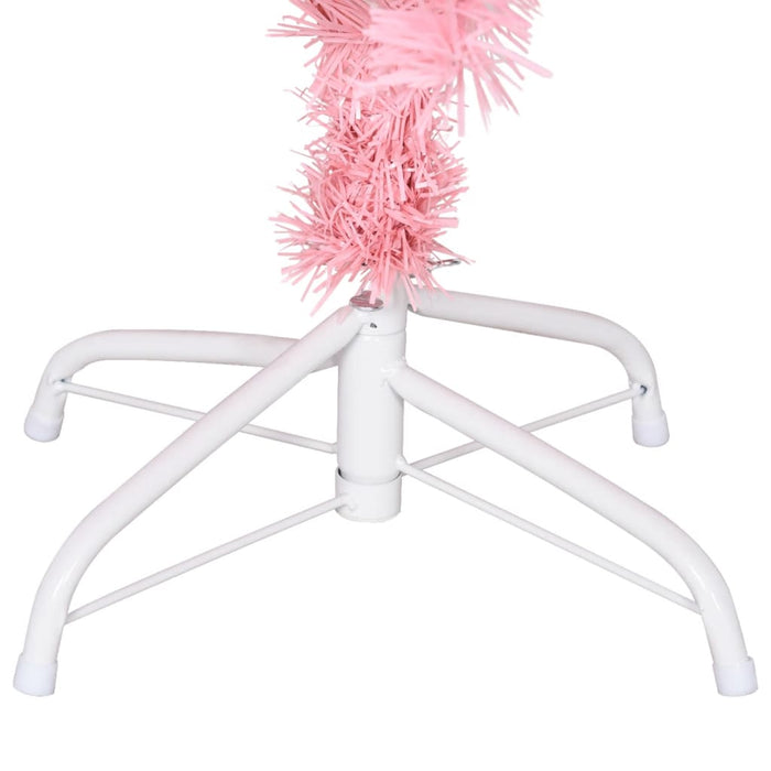 Albero di Natale Artificiale Sottile con Base Rosa in PVC