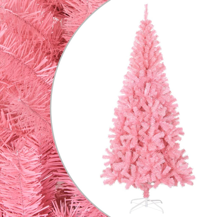 Albero di Natale Artificiale Sottile con Base Rosa in PVC