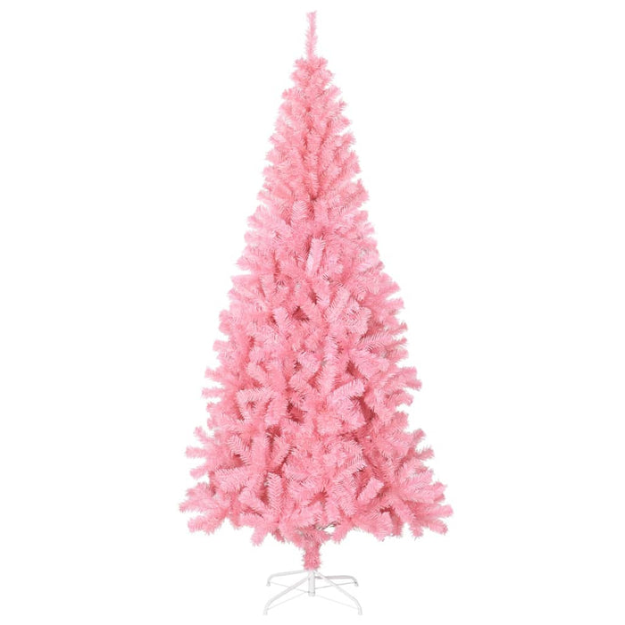 Albero di Natale Artificiale Sottile con Base Rosa in PVC