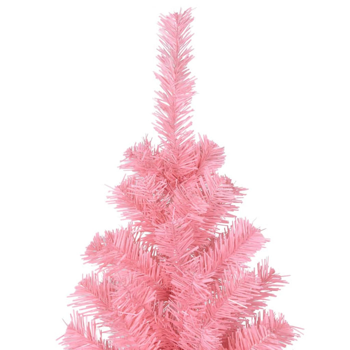 Albero di Natale Artificiale Sottile con Base Rosa in PVC