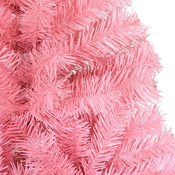 Albero di Natale Artificiale Sottile con Base Rosa in PVC