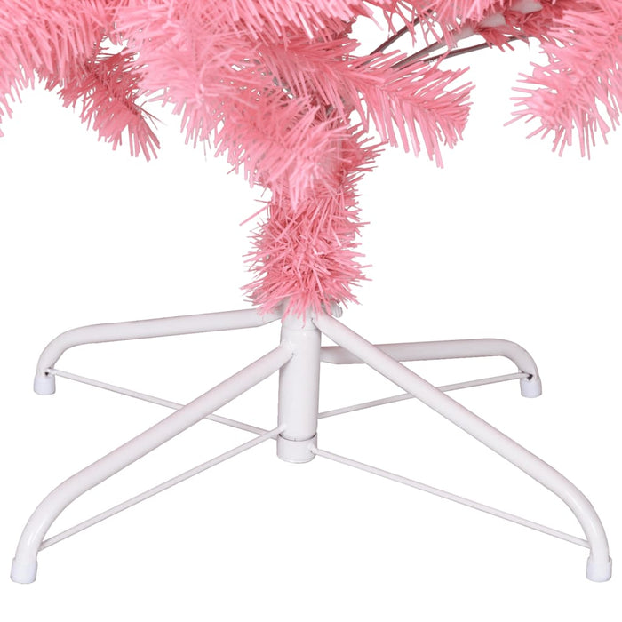 Albero di Natale Artificiale Sottile con Base Rosa in PVC