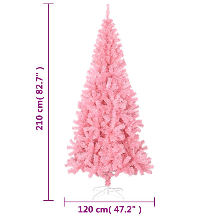 Albero di Natale Artificiale Sottile con Base Rosa in PVC