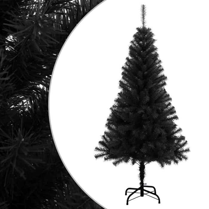 Albero di Natale Artificiale Sottile con Base Nero in PVC