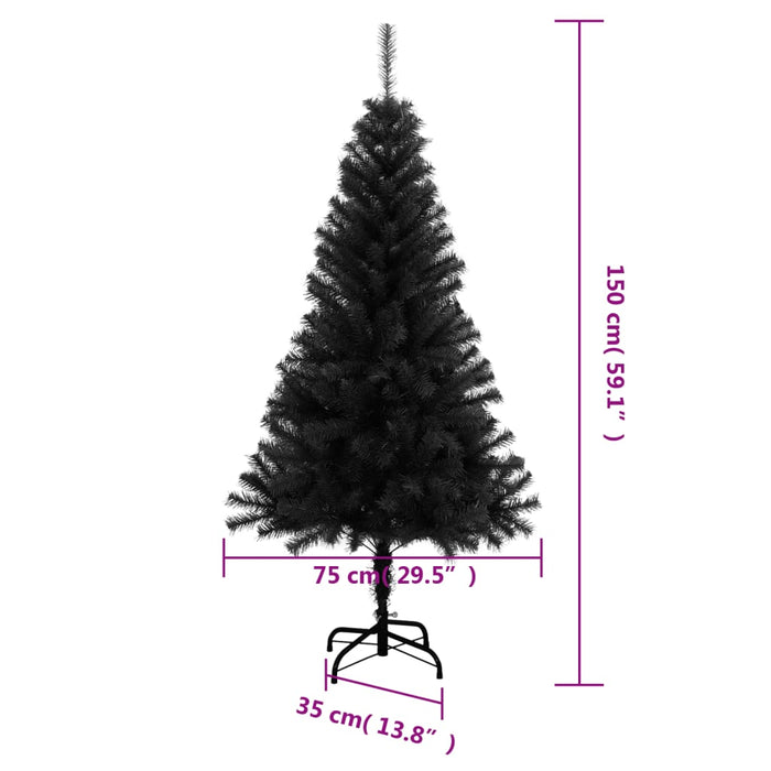 Albero di Natale Artificiale Sottile con Base Nero in PVC