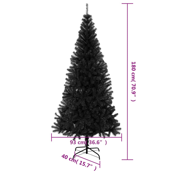 Albero di Natale Artificiale Sottile con Base Nero in PVC