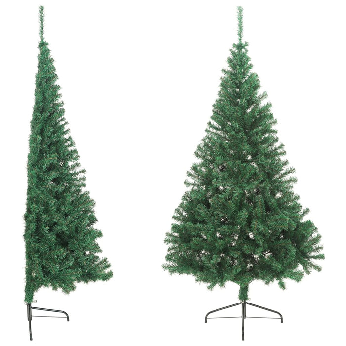 Albero di Natale Artificiale Metà con Supporto Verde in PVC