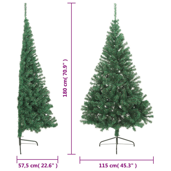 Albero di Natale Artificiale Metà con Supporto Verde in PVC