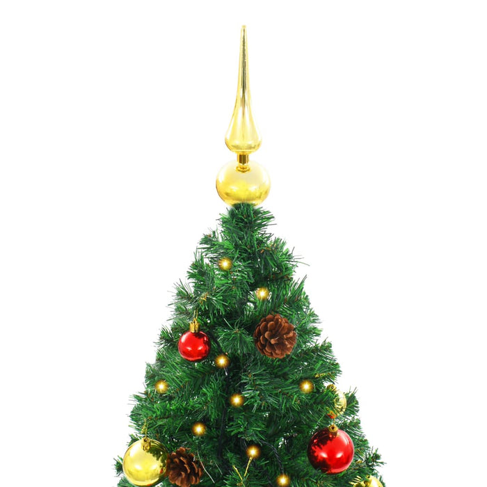 Albero di Natale Preilluminato con Palline Verde