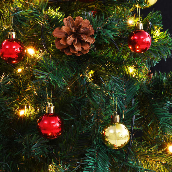 Albero di Natale Preilluminato con Palline Verde