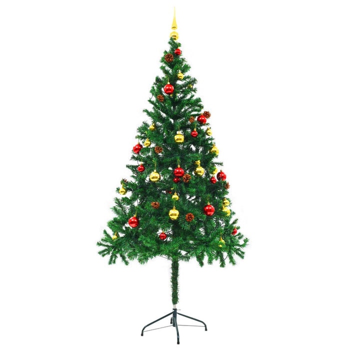 Albero di Natale Preilluminato con Palline Verde