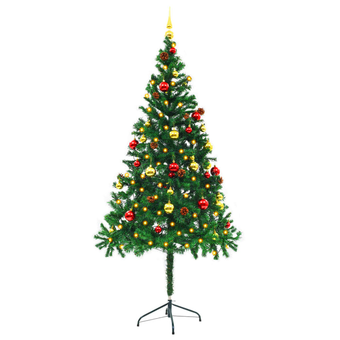 Albero di Natale Preilluminato con Palline Verde