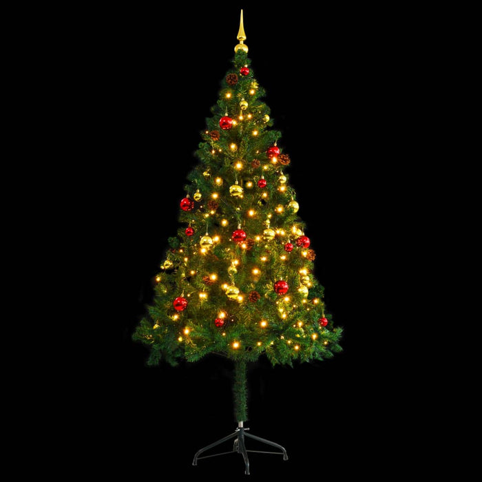 Albero di Natale Preilluminato con Palline Verde