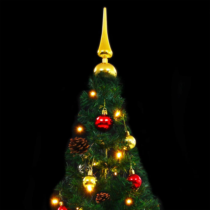 Albero di Natale Preilluminato con Palline Verde