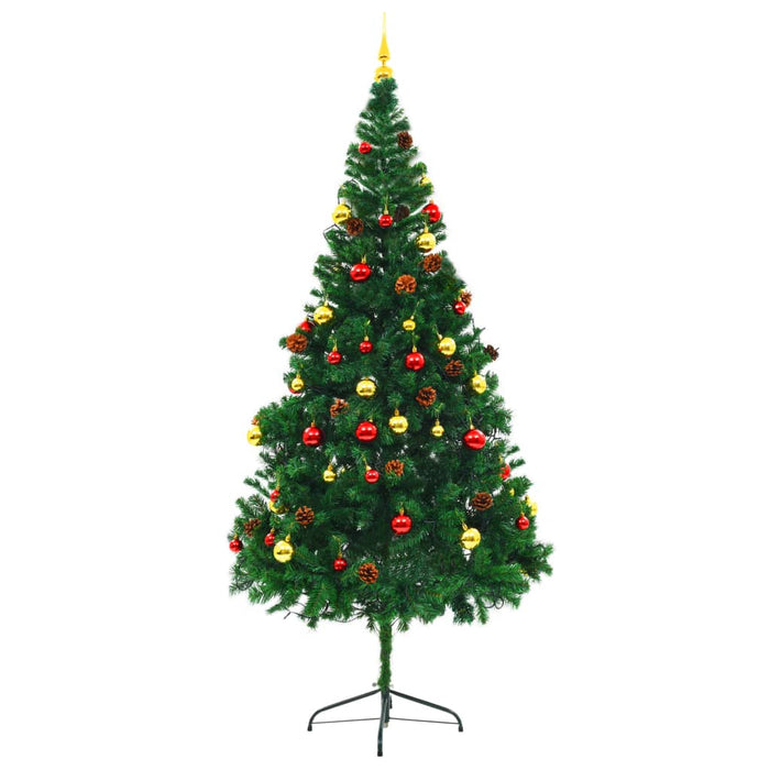 Albero di Natale Preilluminato con Palline Verde