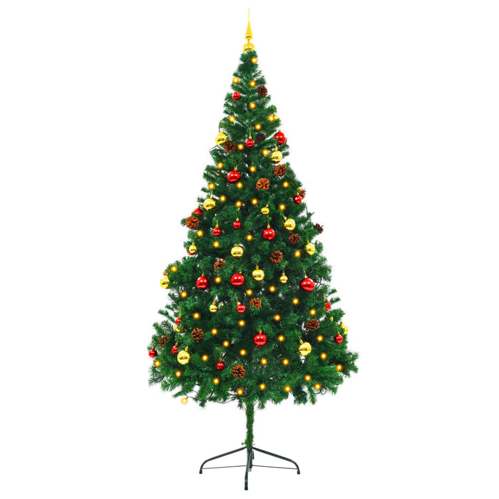 Albero di Natale Preilluminato con Palline Verde