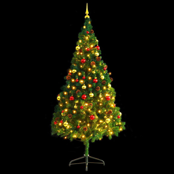 Albero di Natale Preilluminato con Palline Verde