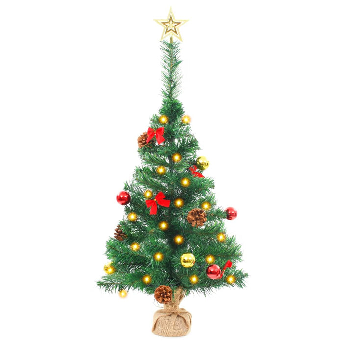 Albero di Natale Preilluminato con Palline Verde