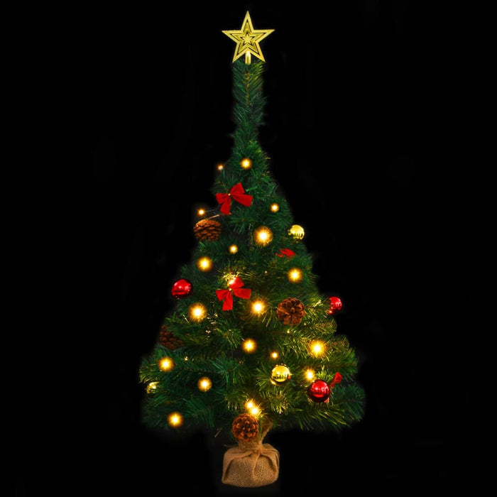 Albero di Natale Preilluminato con Palline Verde