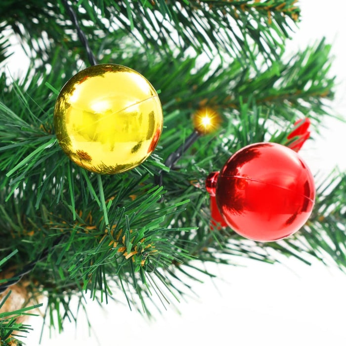 Albero di Natale Preilluminato con Palline Verde