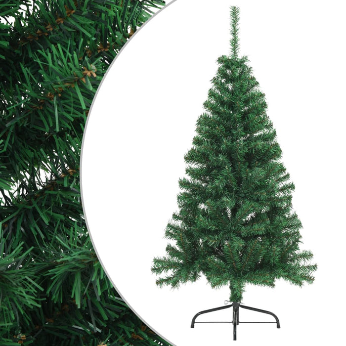 Albero di Natale Artificiale Metà con Supporto Verde in PVC