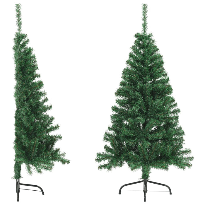 Albero di Natale Artificiale Metà con Supporto Verde in PVC