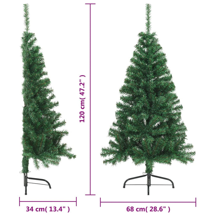 Albero di Natale Artificiale Metà con Supporto Verde in PVC