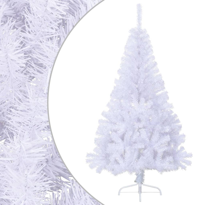 Albero di Natale Artificiale Metà con Supporto Bianco in PVC