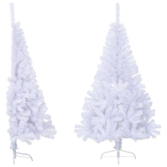 Albero di Natale Artificiale Metà con Supporto Bianco in PVC