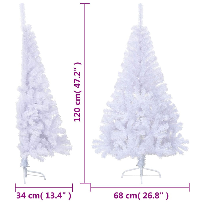 Albero di Natale Artificiale Metà con Supporto Bianco in PVC