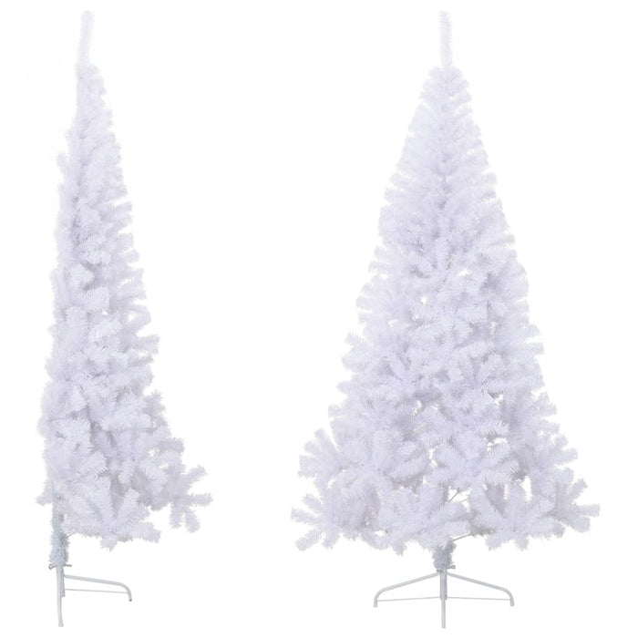 Albero di Natale Artificiale Metà con Supporto Bianco in PVC