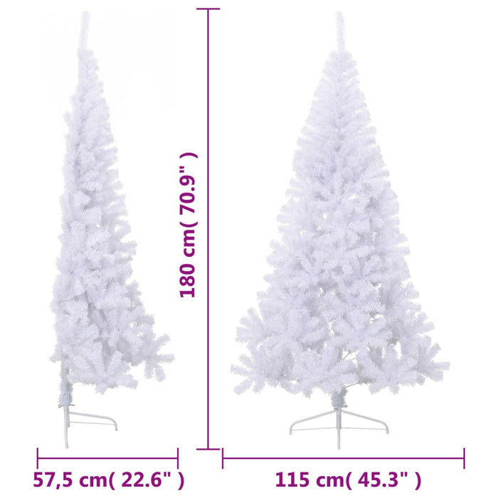 Albero di Natale Artificiale Metà con Supporto Bianco in PVC