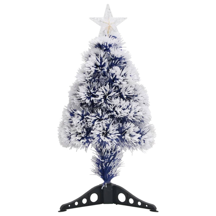 Albero Natale Preilluminato Bianco e Blu in Fibra Ottica