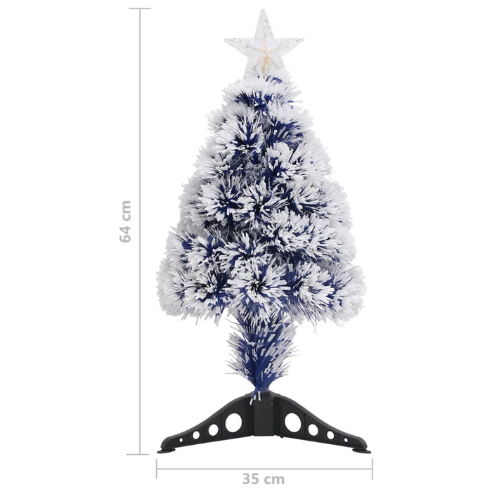 Albero Natale Preilluminato Bianco e Blu in Fibra Ottica