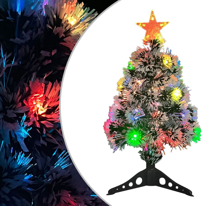 Albero Natale Preilluminato Bianco e Blu in Fibra Ottica