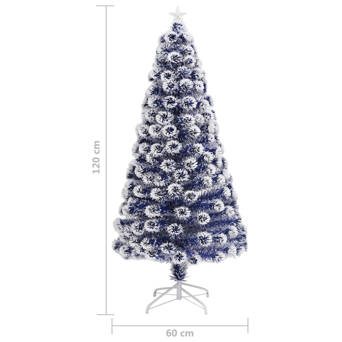 Albero Natale Preilluminato Bianco e Blu in Fibra Ottica