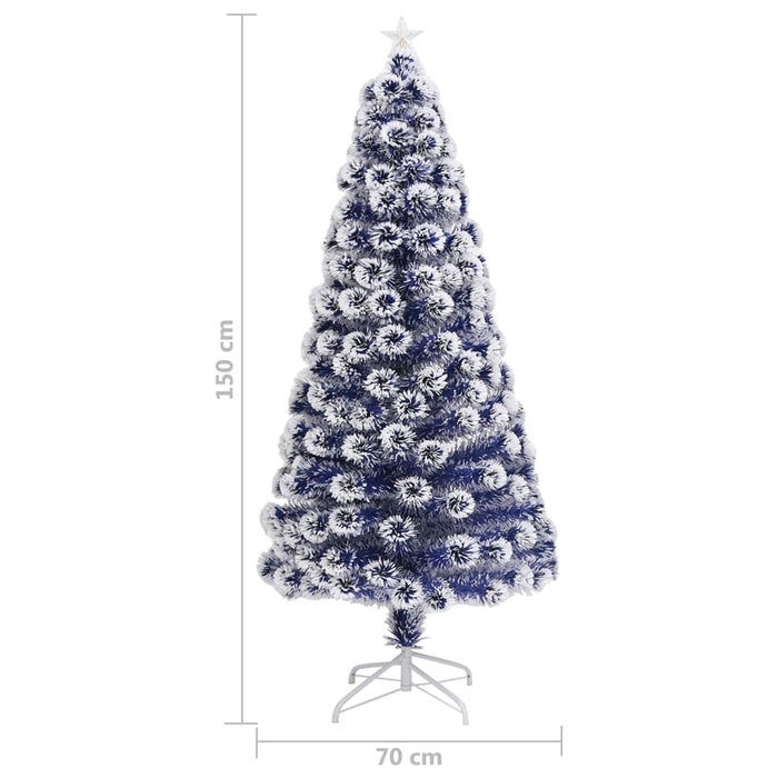 Albero Natale Preilluminato Bianco e Blu in Fibra Ottica