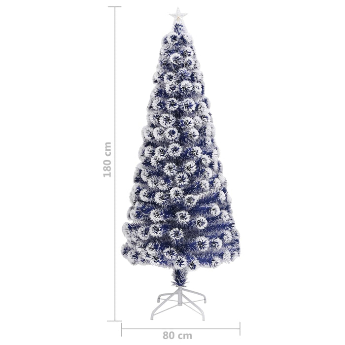 Albero Natale Preilluminato Bianco e Blu in Fibra Ottica