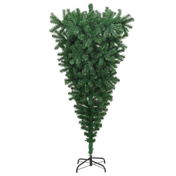 Albero di Natale Artificiale Capovolto con Base Bianca e Supporto Verde in PVC